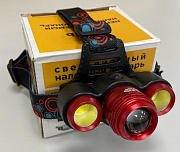 Фонарь наголовный аккумуляторный HT-783 1Led+2Cob 2x18650 Micro USB