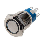 кнопка антивандальная с фиксацией с подсветкой 12V d=19мм